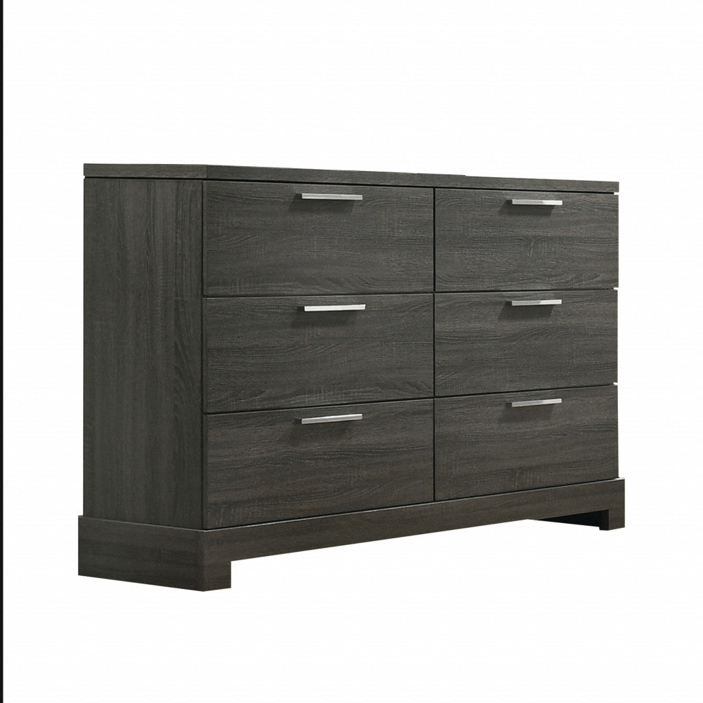 59" Gray Solid and Manufactured Wood Six Drawer Double Dresser Image 1