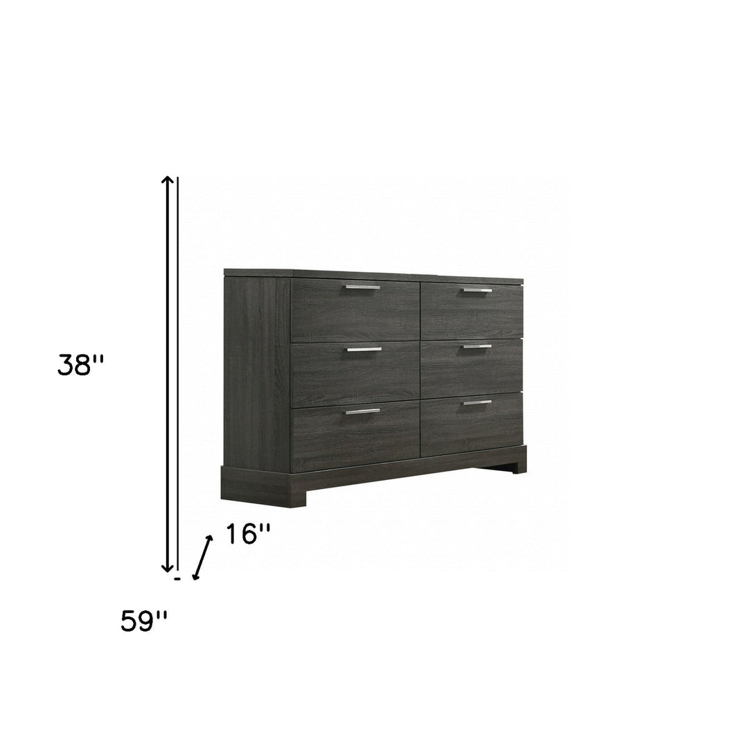 59" Gray Solid and Manufactured Wood Six Drawer Double Dresser Image 2