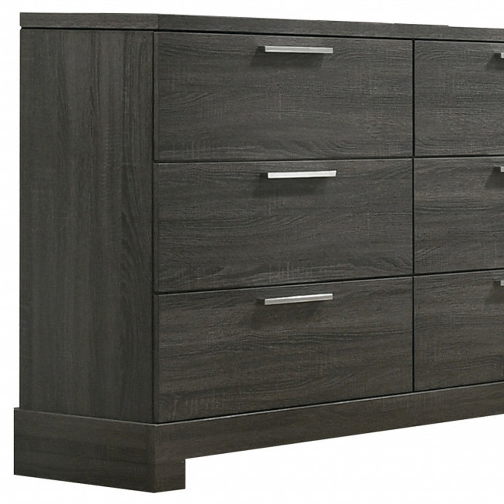 59" Gray Solid and Manufactured Wood Six Drawer Double Dresser Image 4