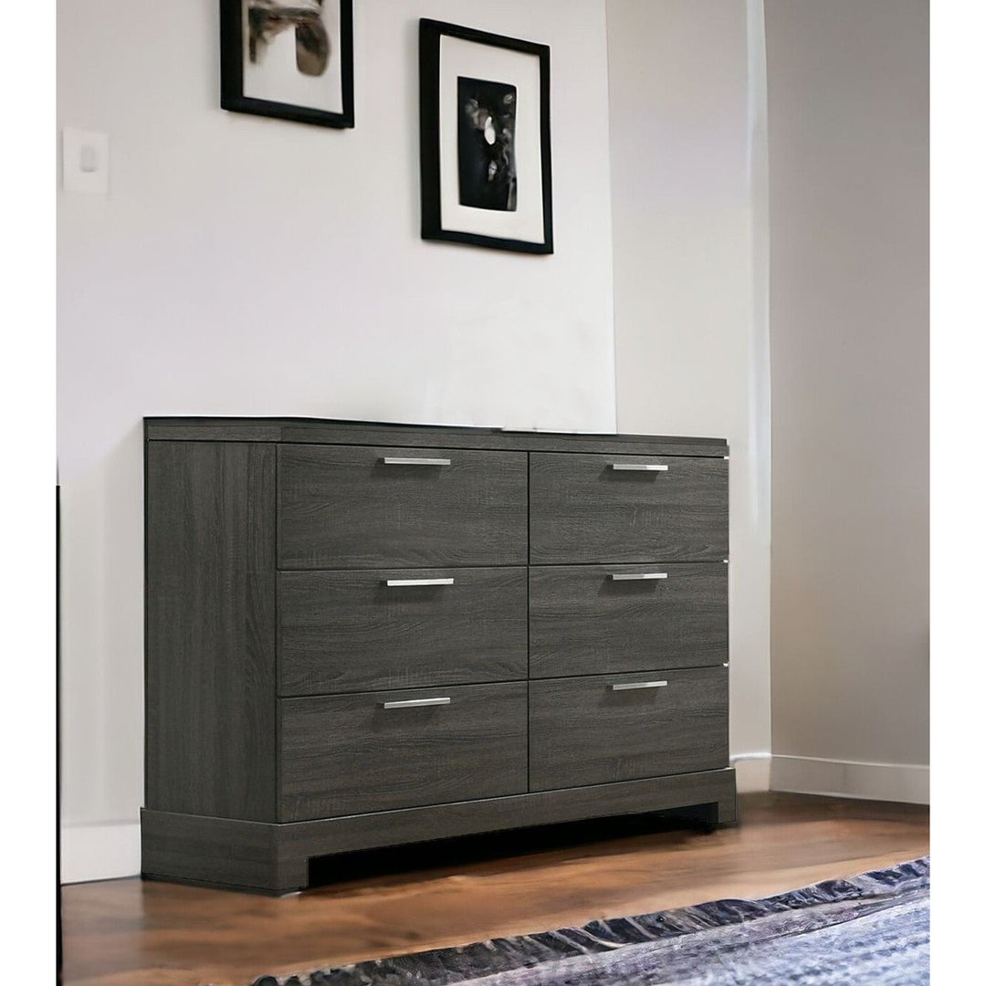 59" Gray Solid and Manufactured Wood Six Drawer Double Dresser Image 5