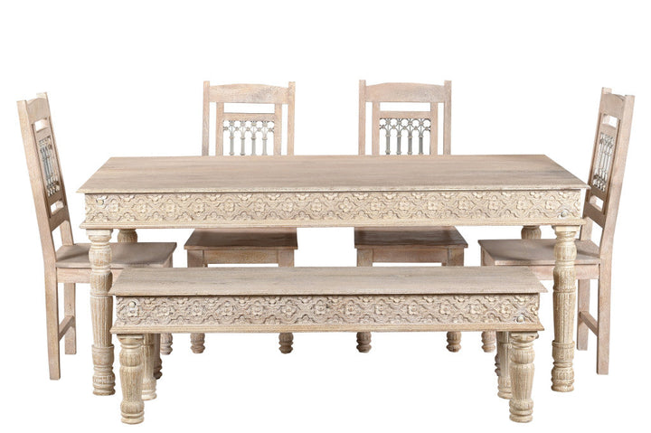 60" White Solid Wood Dining Image 4