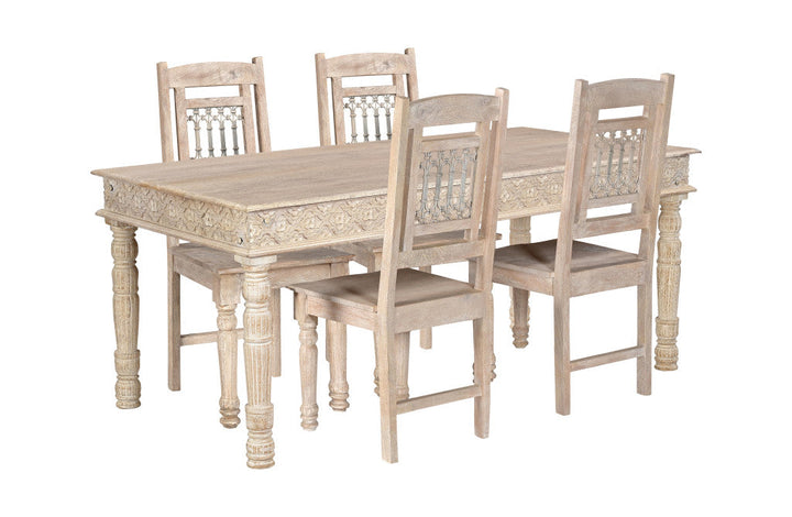 60" White Solid Wood Dining Image 5