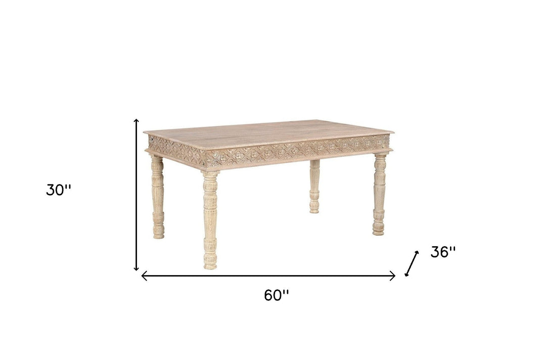 60" White Solid Wood Dining Image 6