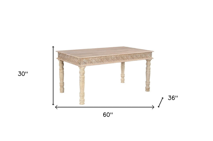 60" White Solid Wood Dining Image 6