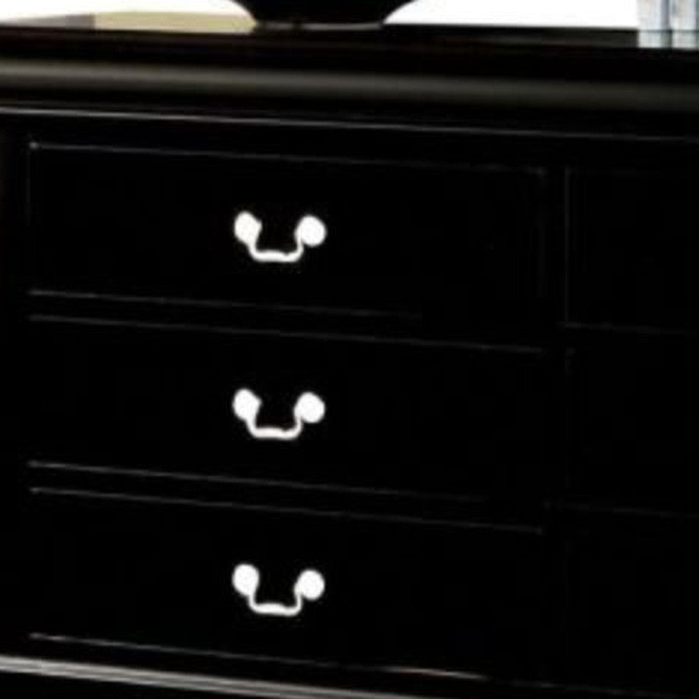 60" Black Solid and Manufactured Wood Six Drawer Double Dresser Image 2