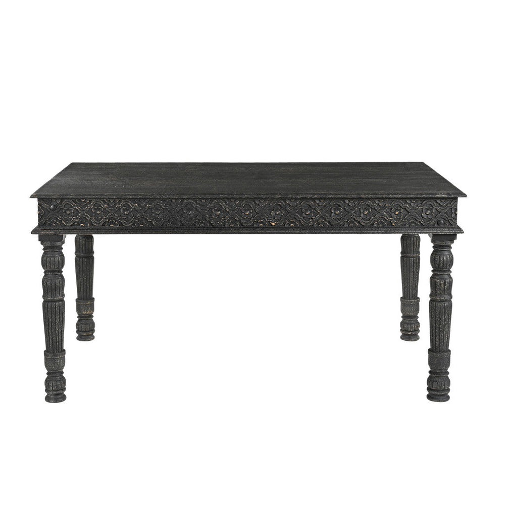 60" Black Solid Wood Dining Image 2