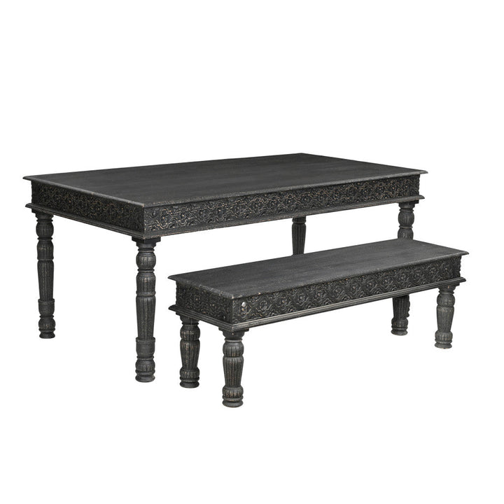 60" Black Solid Wood Dining Image 5