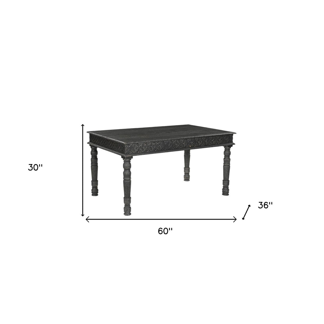 60" Black Solid Wood Dining Image 6