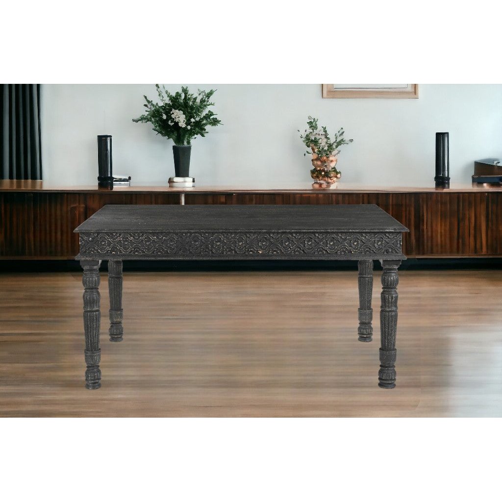 60" Black Solid Wood Dining Image 7