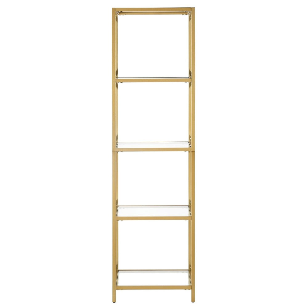 66" Gold Metal And Glass Four Tier Etagere Bookcase Image 2