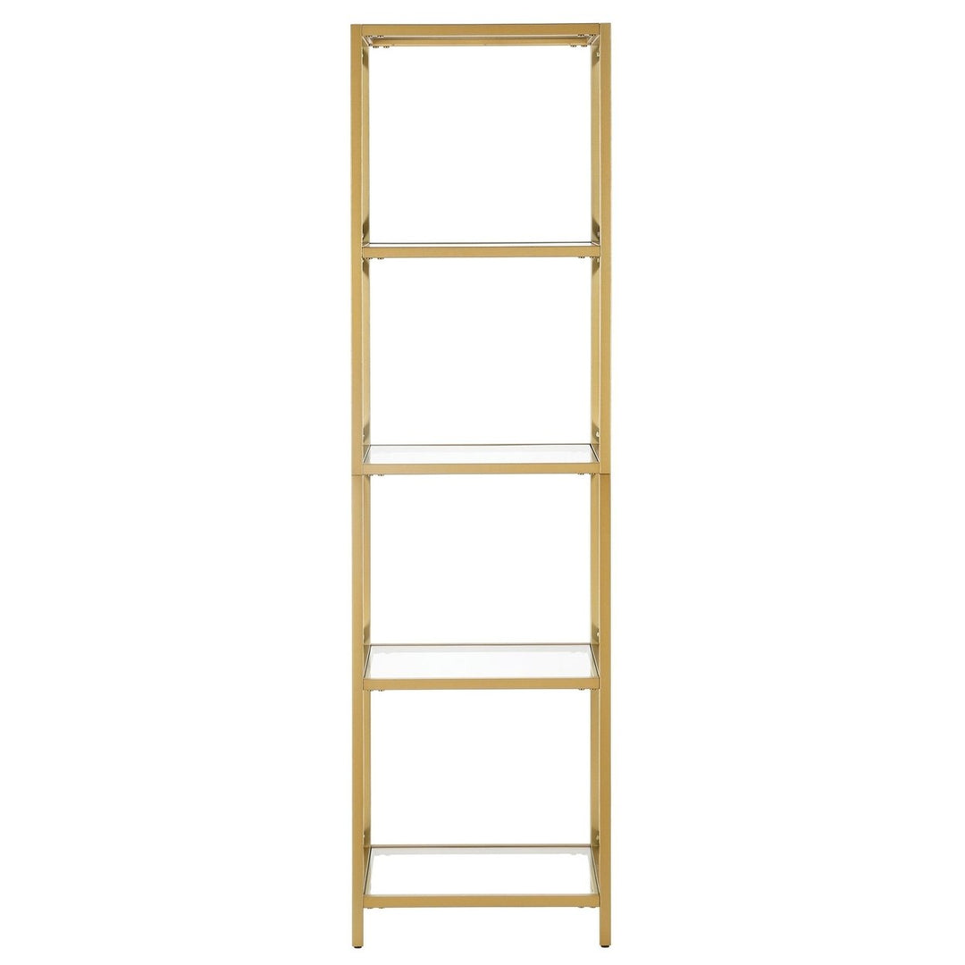 66" Gold Metal And Glass Four Tier Etagere Bookcase Image 2