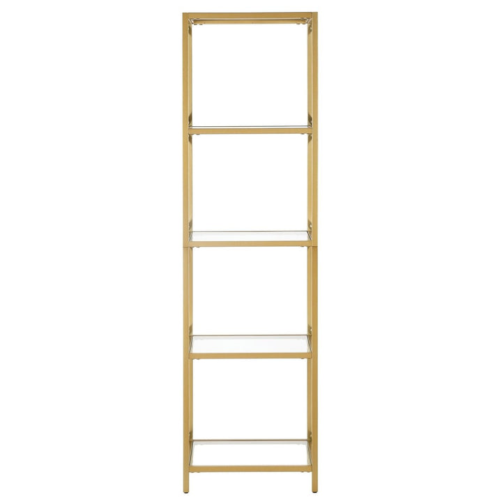 66" Gold Metal And Glass Four Tier Etagere Bookcase Image 2