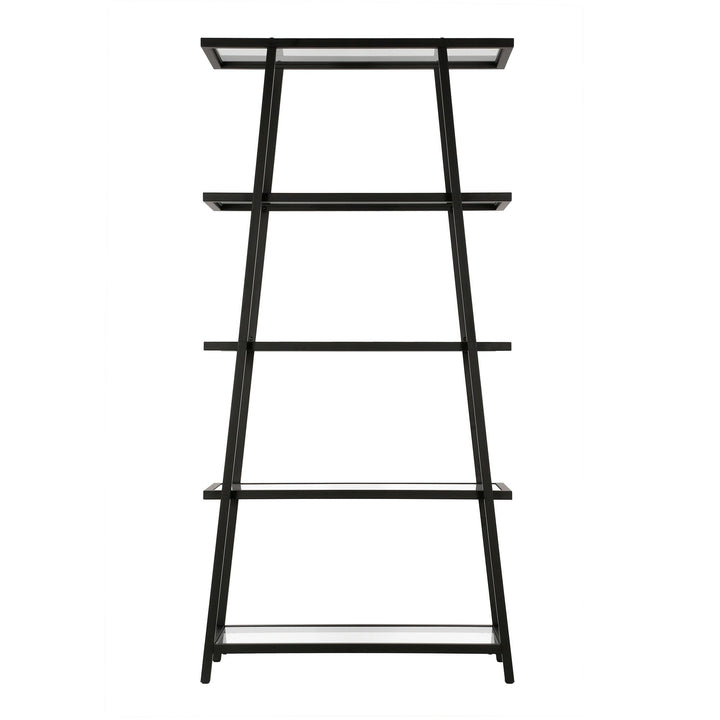 70" Black Metal and Glass Five Tier Etagere Bookcase Image 2