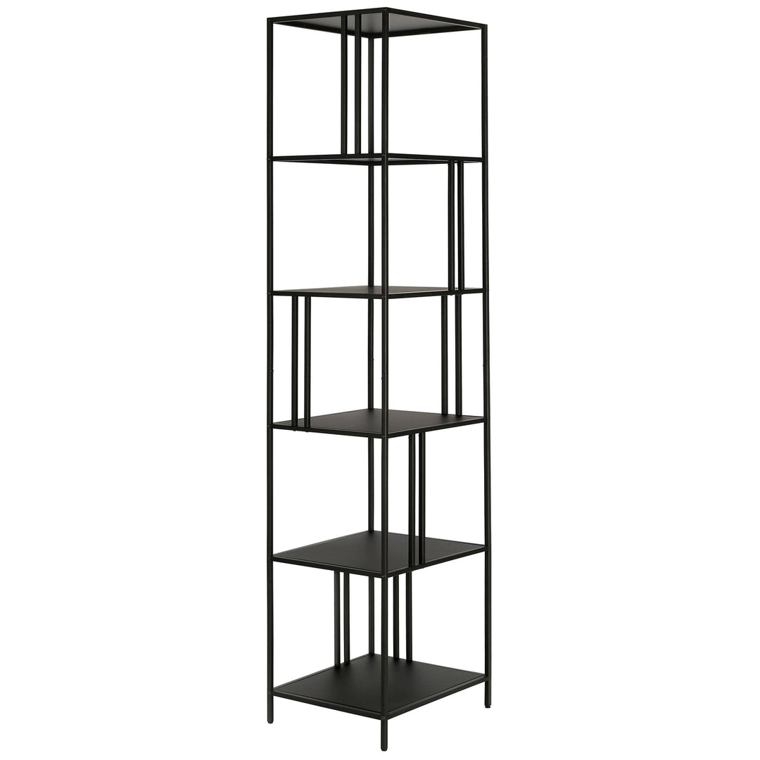 76" Black Metal Five Tier Etagere Bookcase Image 1