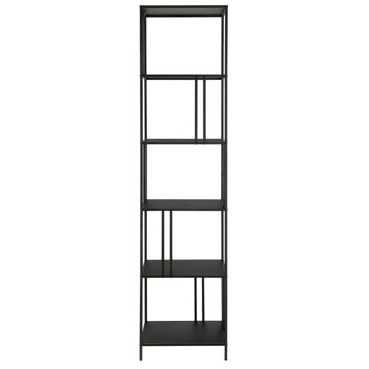 76" Black Metal Five Tier Etagere Bookcase Image 2