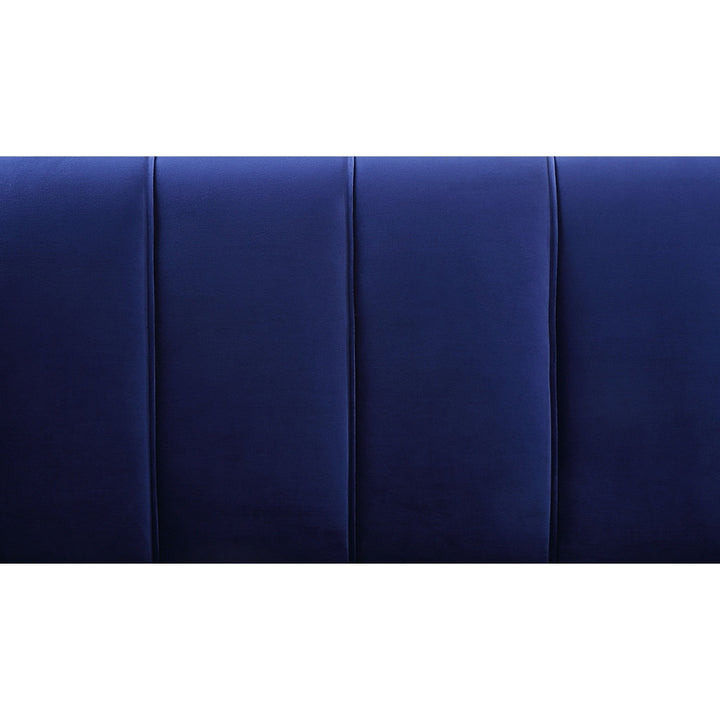 78" Blue Velvet Sofa With Gold Legs Image 5