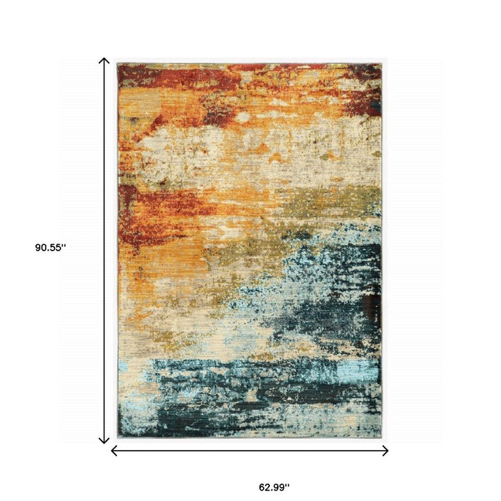 8X11 Blue And Red Distressed Area Rug Image 10