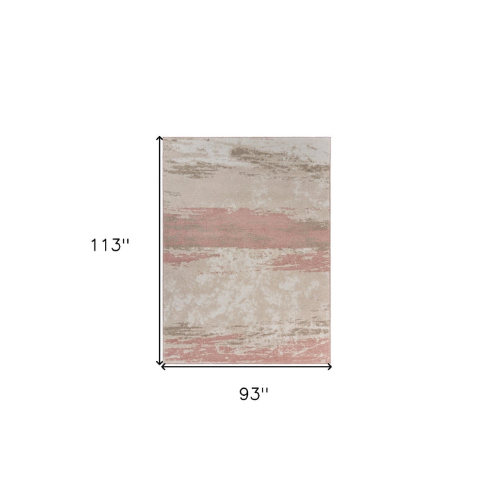 8 x 10 Blush and Beige Abstract Strokes Area Rug Image 3