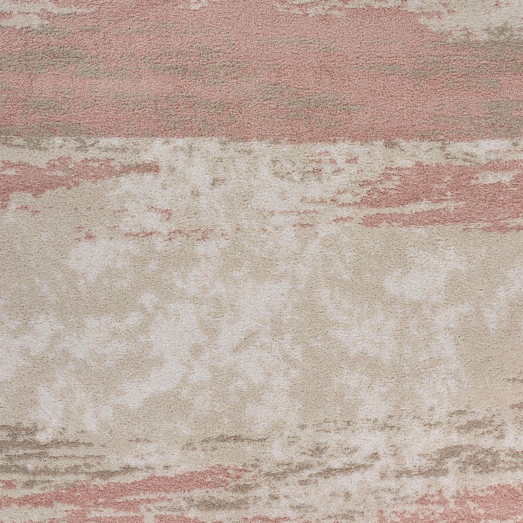 8 x 10 Blush and Beige Abstract Strokes Area Rug Image 4