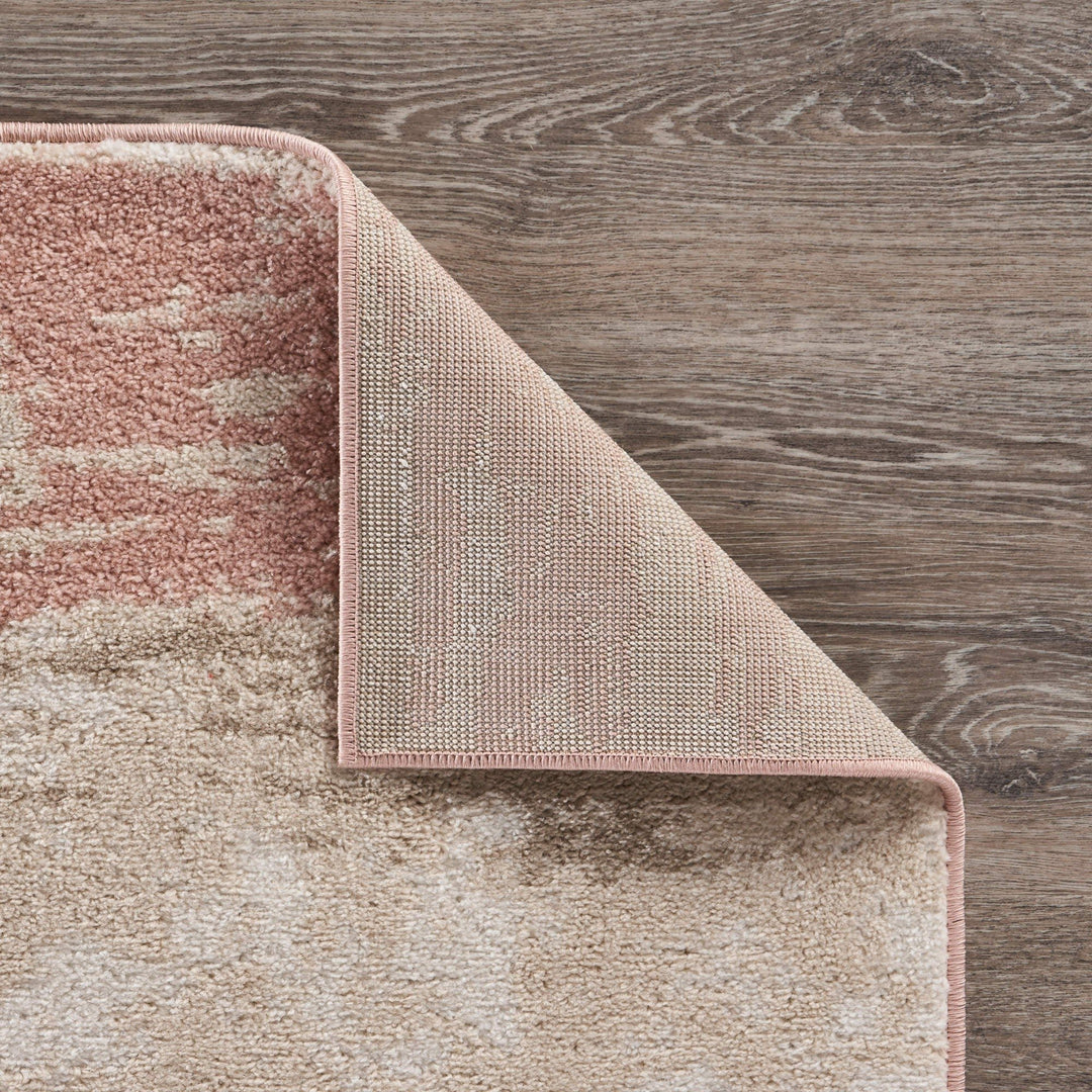 8 x 10 Blush and Beige Abstract Strokes Area Rug Image 6