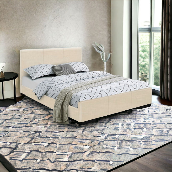 Beige Platform King Bed Image 12