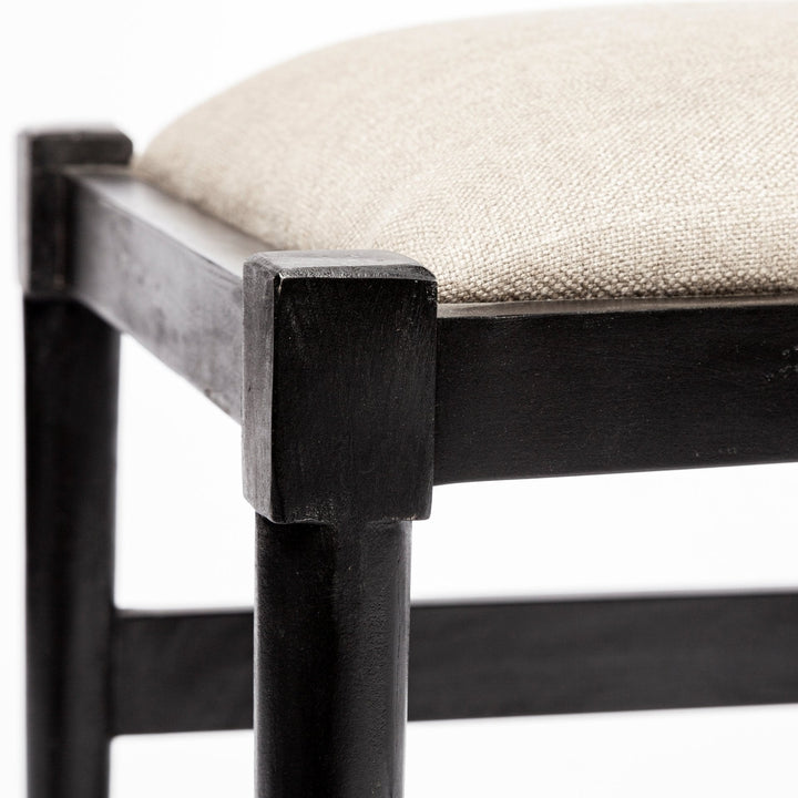 Beige And Black Upholstered Linen Wishbone Back Dining Side Chair Image 8