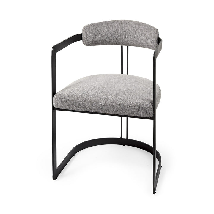 Curvy Black and Gray Upholstered Dining Armchair Image 1