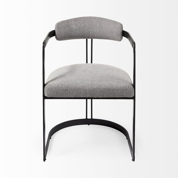 Curvy Black and Gray Upholstered Dining Armchair Image 2