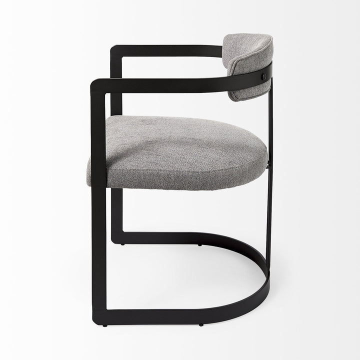 Curvy Black and Gray Upholstered Dining Armchair Image 3