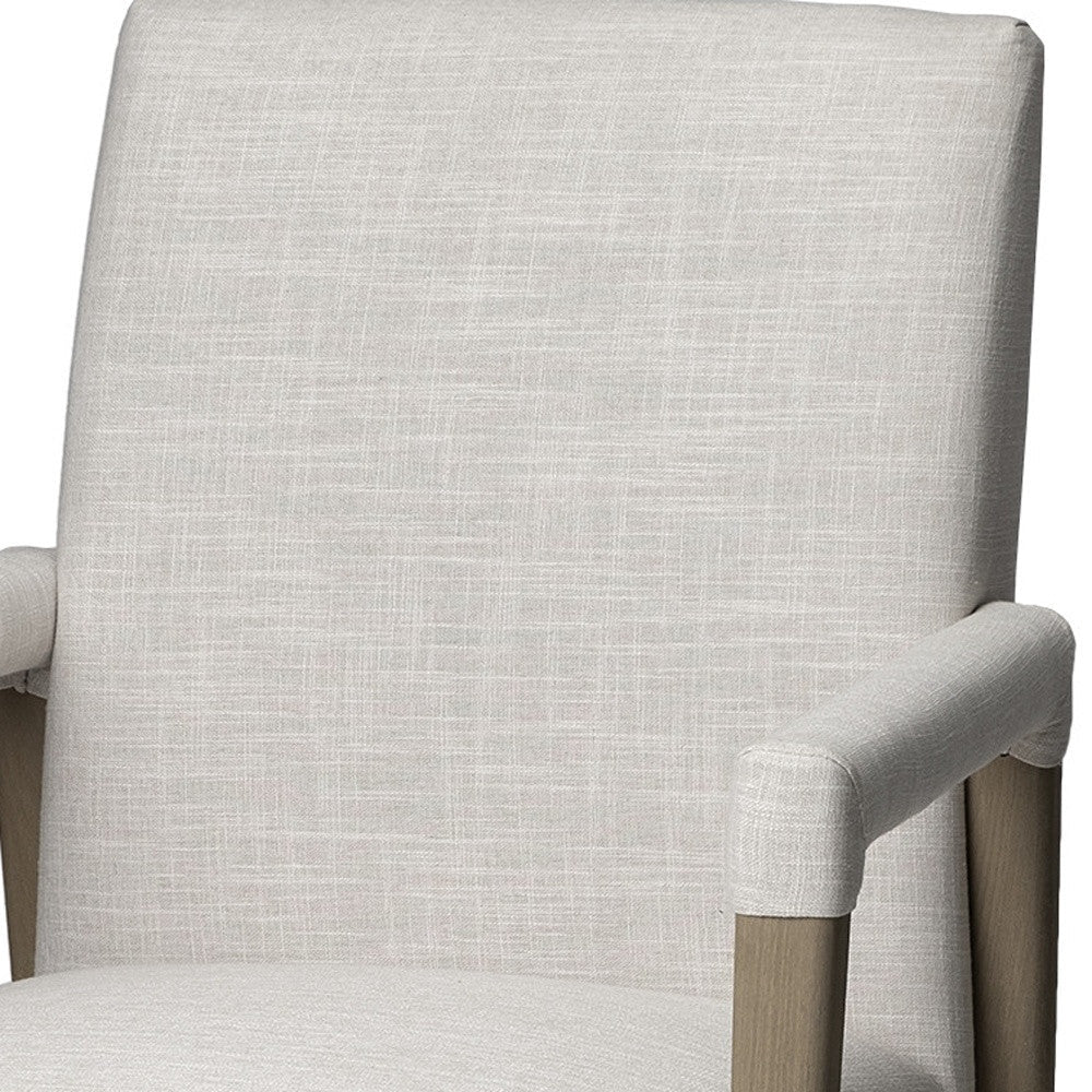 Cream And Brown Upholstered Fabric King Louis Back Dining Arm Chair Image 9