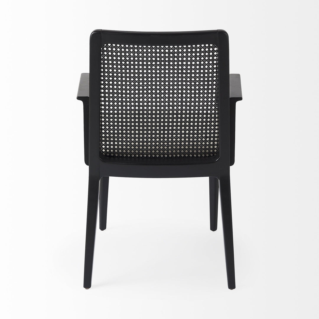 Black and Cream Uholstery and Cane Dining Armchair Image 4