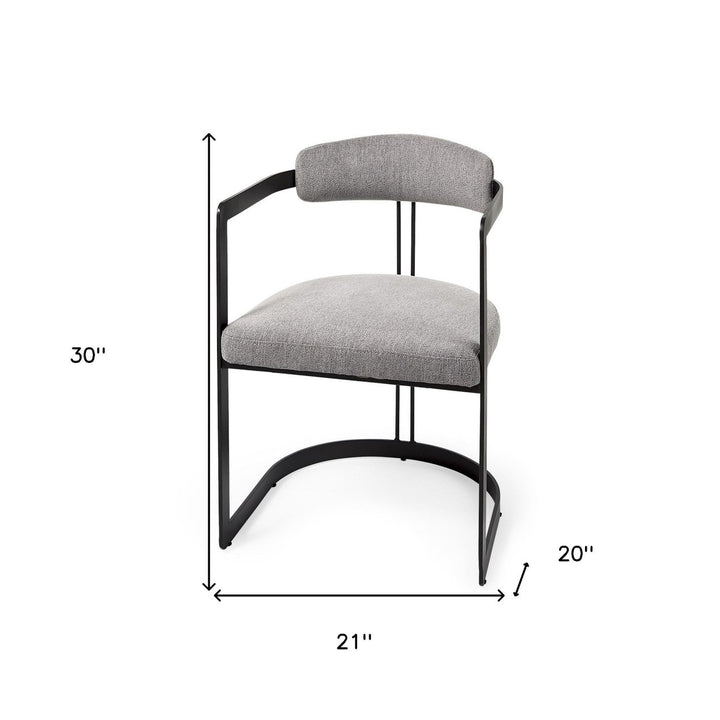 Curvy Black and Gray Upholstered Dining Armchair Image 10