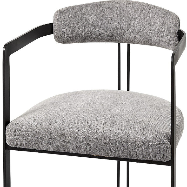 Curvy Black and Gray Upholstered Dining Armchair Image 12