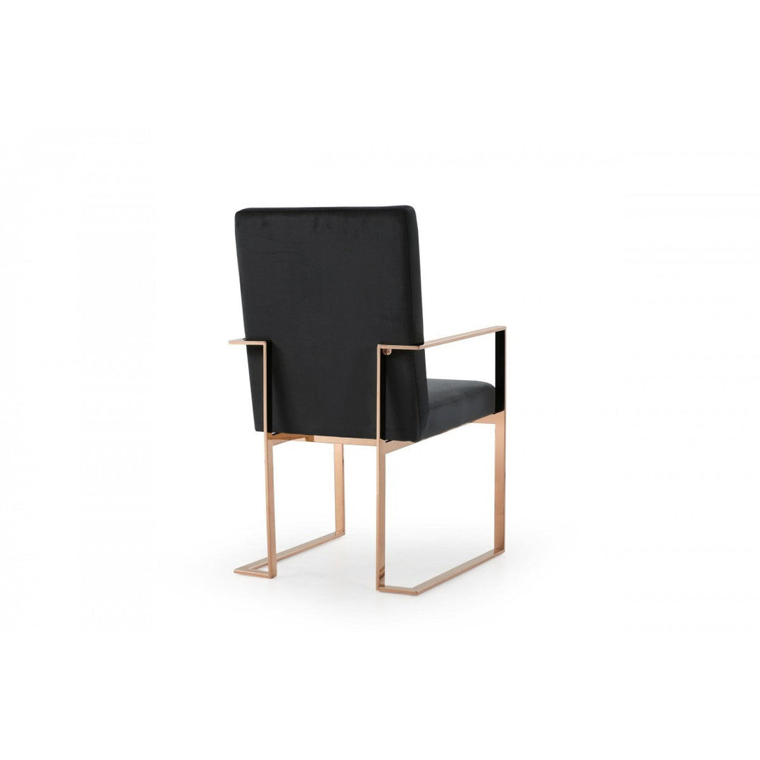 Black Rosegold Velvet Dining Chair Image 3