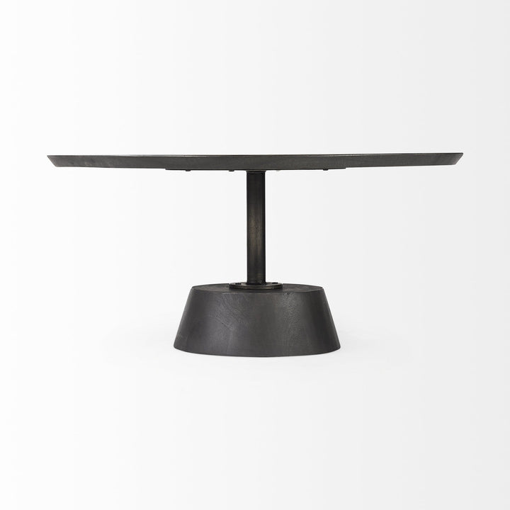 Black Wooden Pedestal Base Coffee Table Image 2