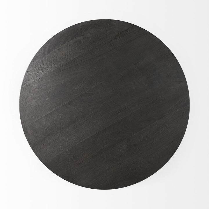 Black Wooden Pedestal Base Coffee Table Image 3