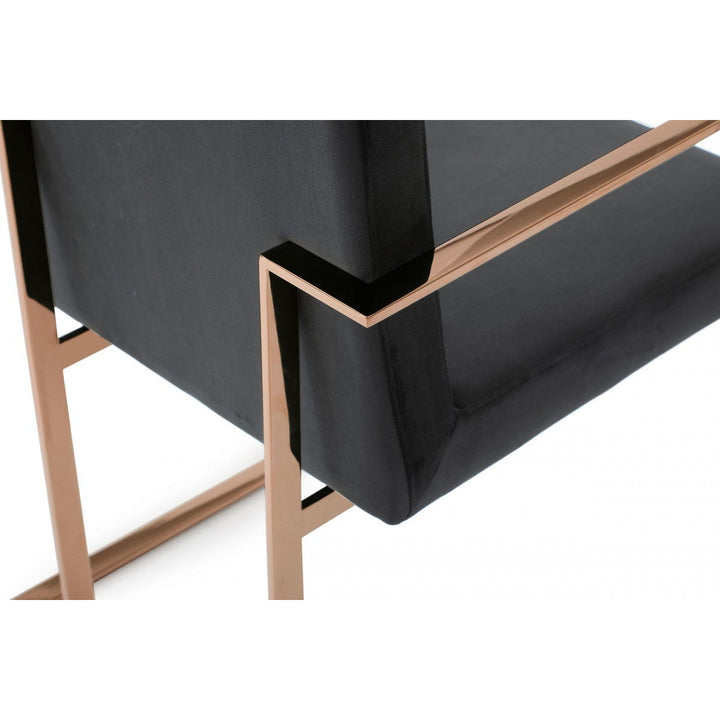 Black Rosegold Velvet Dining Chair Image 6