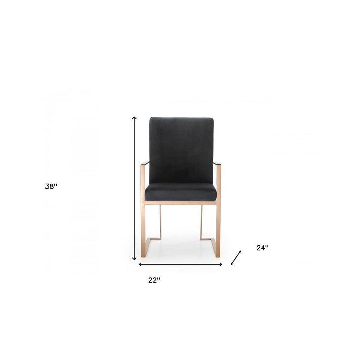 Black Rosegold Velvet Dining Chair Image 8