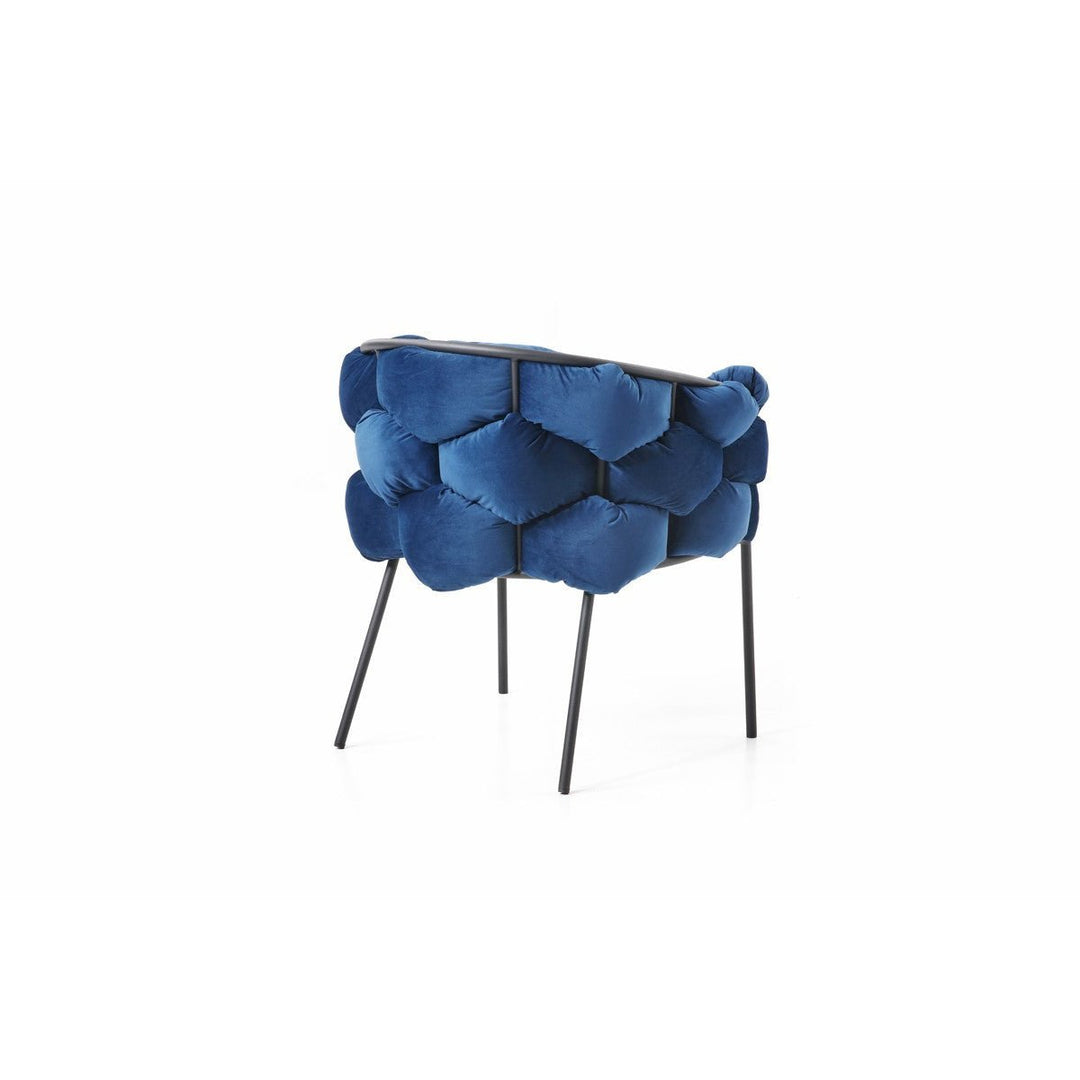 Blue Geo Velvet and Black Velvet Dining Chair Image 3