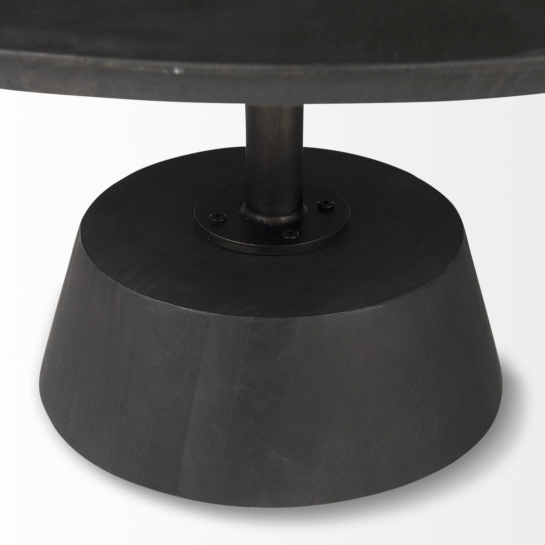 Black Wooden Pedestal Base Coffee Table Image 6