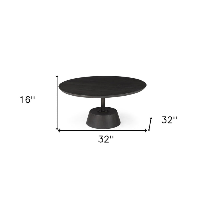 Black Wooden Pedestal Base Coffee Table Image 10