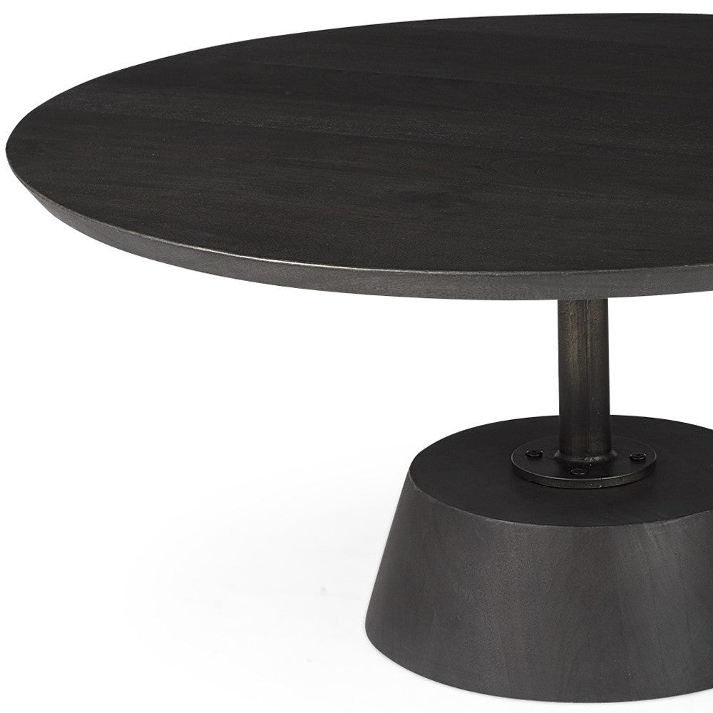 Black Wooden Pedestal Base Coffee Table Image 12