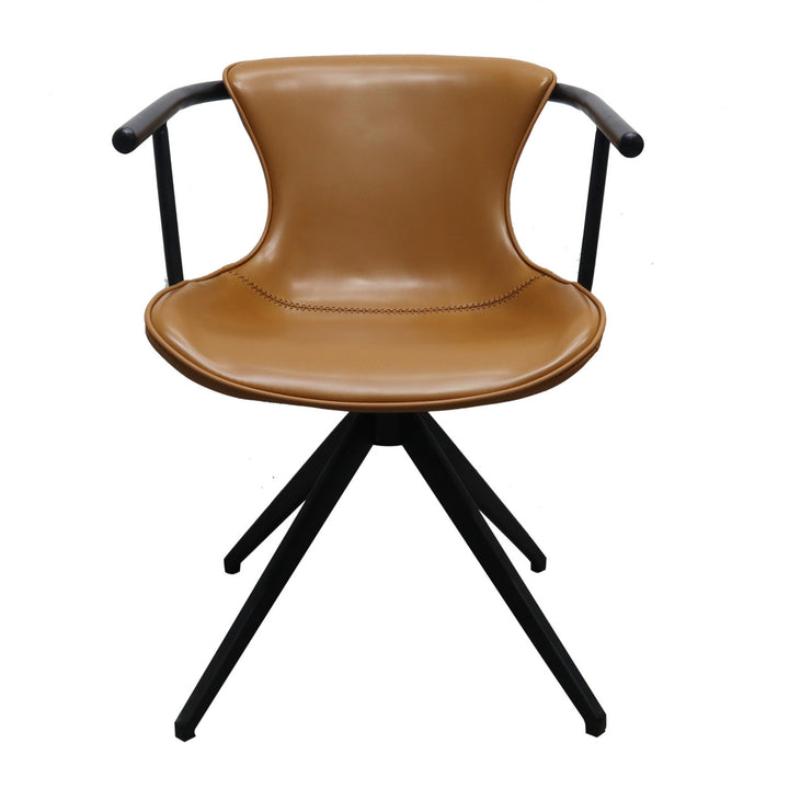 Camel Faux Leather Industrial Dining Chair Image 1