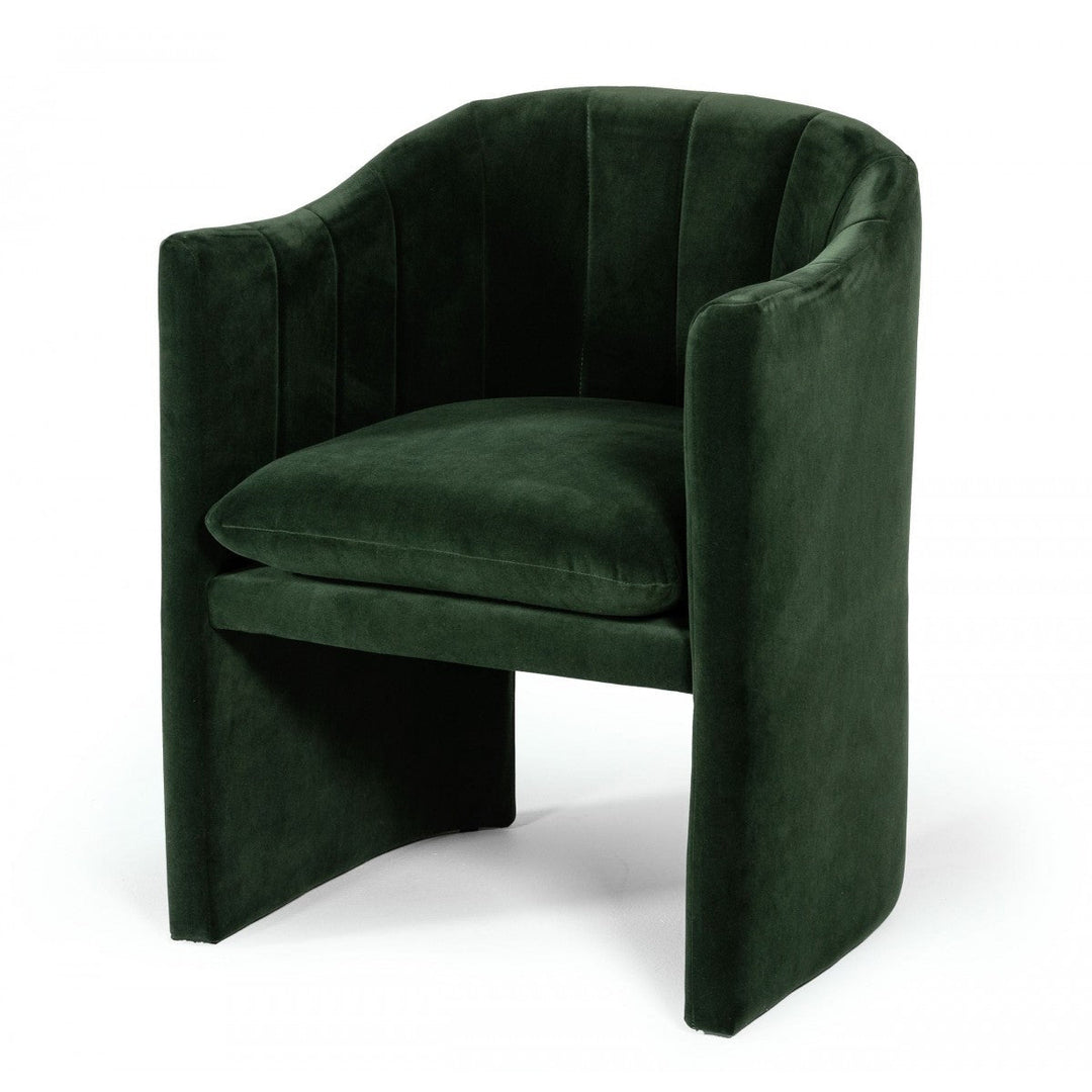 Dark Green Velvet Modern Curvilinear Dining Chair Image 1