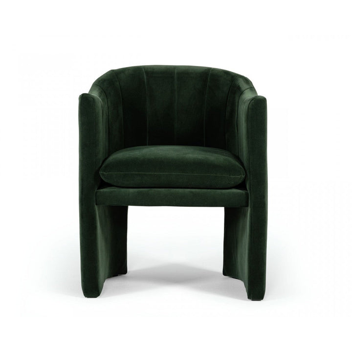 Dark Green Velvet Modern Curvilinear Dining Chair Image 2