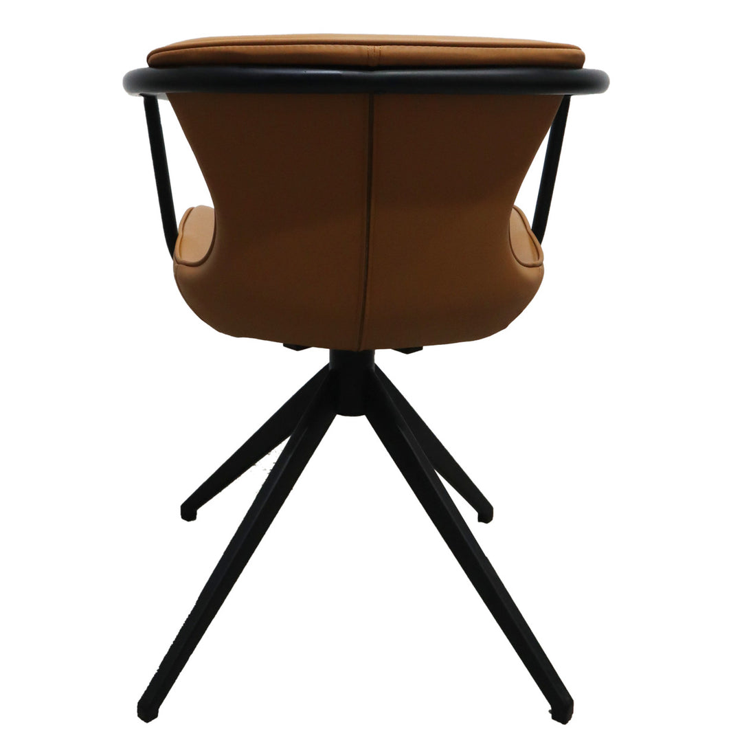 Camel Faux Leather Industrial Dining Chair Image 3