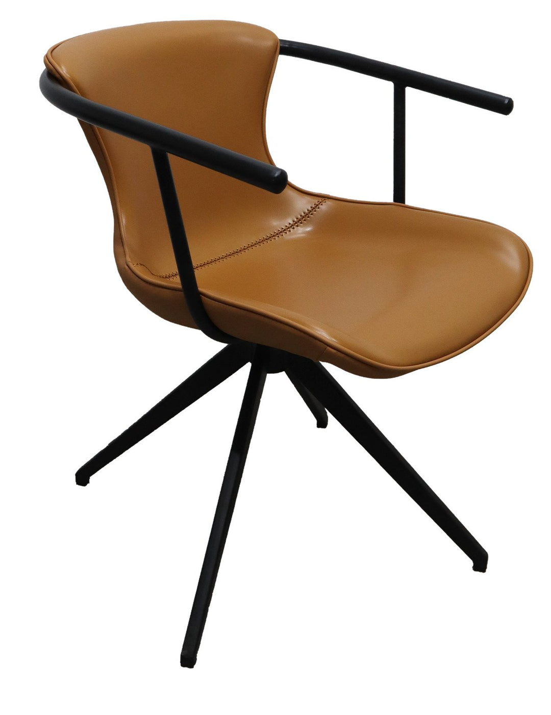 Camel Faux Leather Industrial Dining Chair Image 7