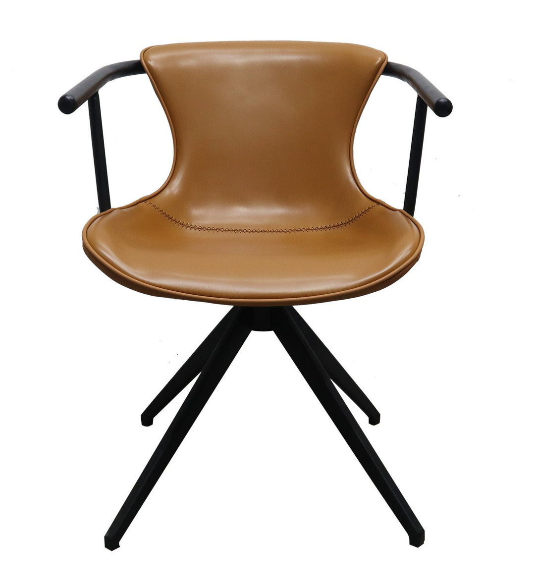 Camel Faux Leather Industrial Dining Chair Image 8