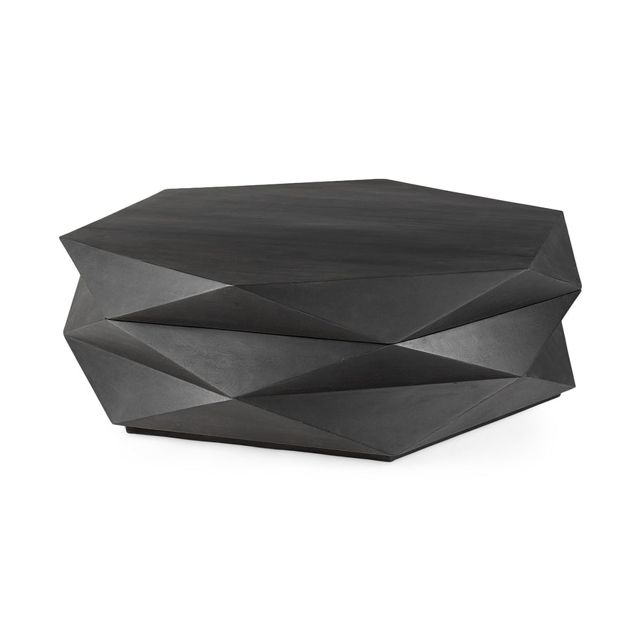 Mod Geometric Black Solid Wood Coffee Table Image 1