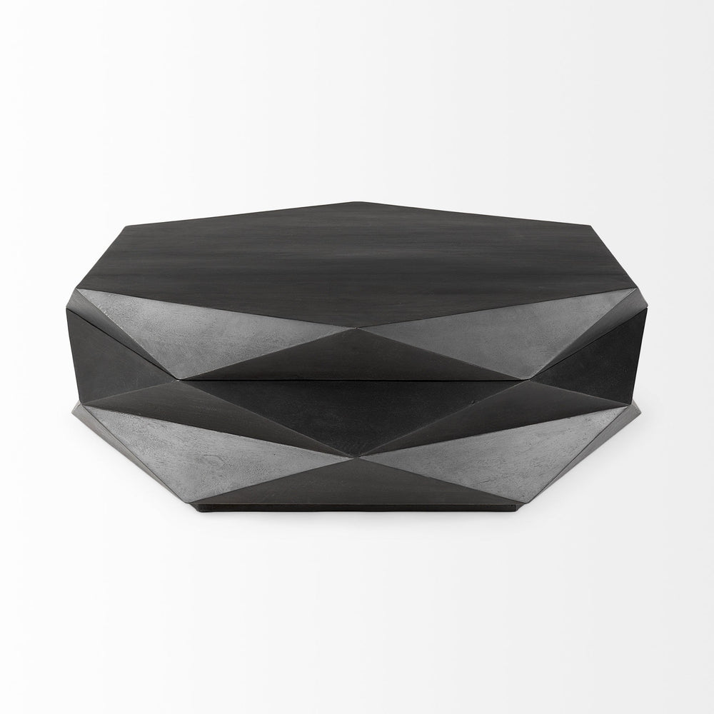 Mod Geometric Black Solid Wood Coffee Table Image 2